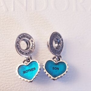 ⚘️Authentic Pandora ⭐️RETIRED⭐️ MOTHER & SON DANGLE HEART CHARM